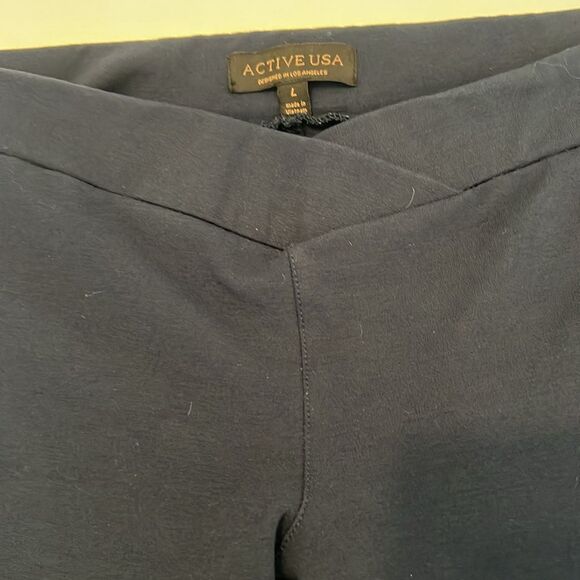 ActiveUSA szL blue elastic wrap front waist leggings great closet staple GUC - Picture 4 of 9